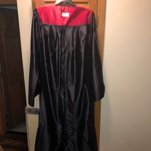 Robe & Cap Black & Red Unisex 6'-6'2" tall Graduation Gown